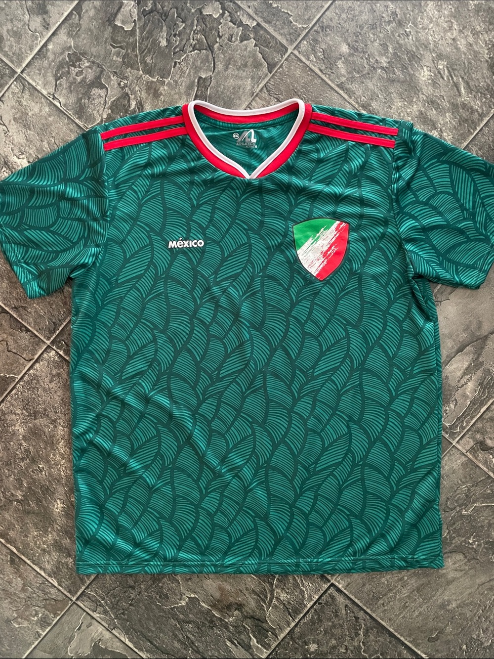 MEXICO HOME TEAM Green Patterned Athletic Sporty Active Football Soccer Jersey